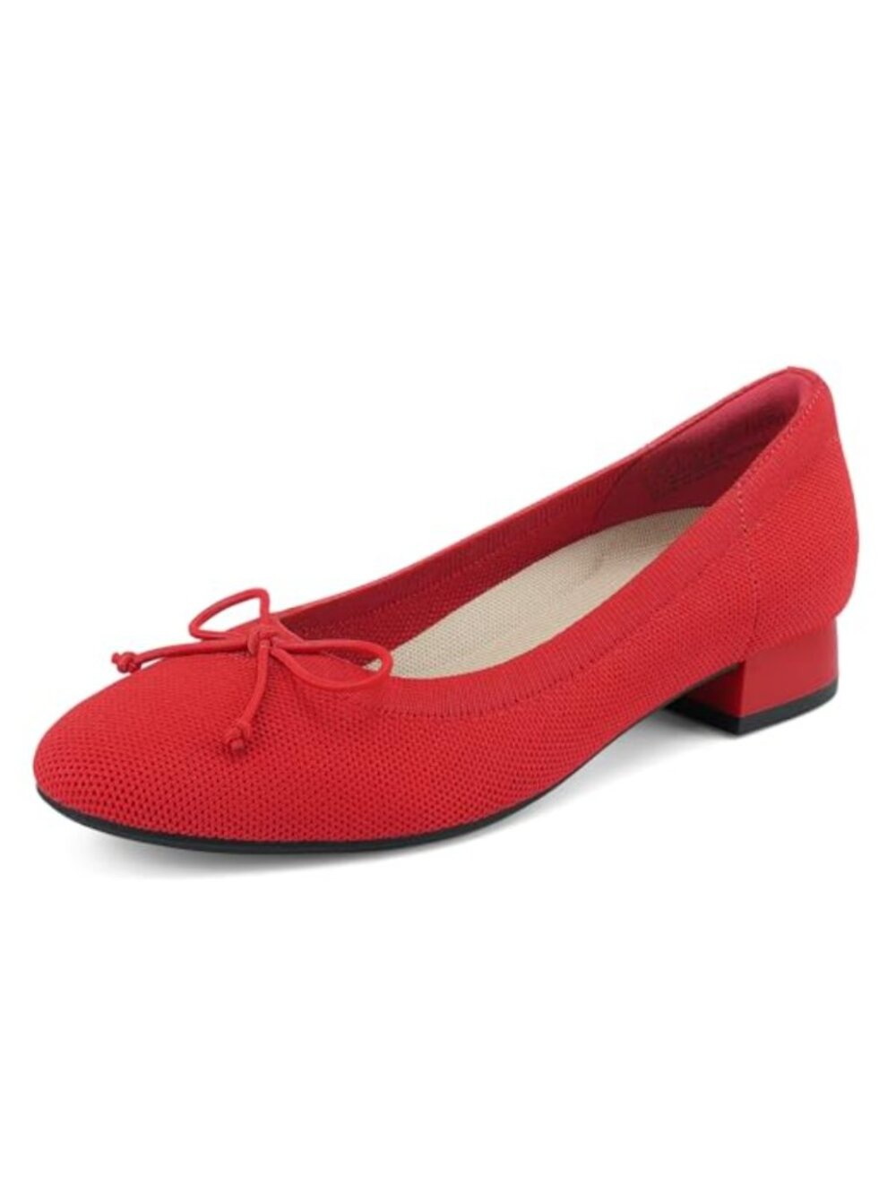 Women's Low Heel Ballet Flats Bow Mesh Knit Comfortable Slip On Shoes